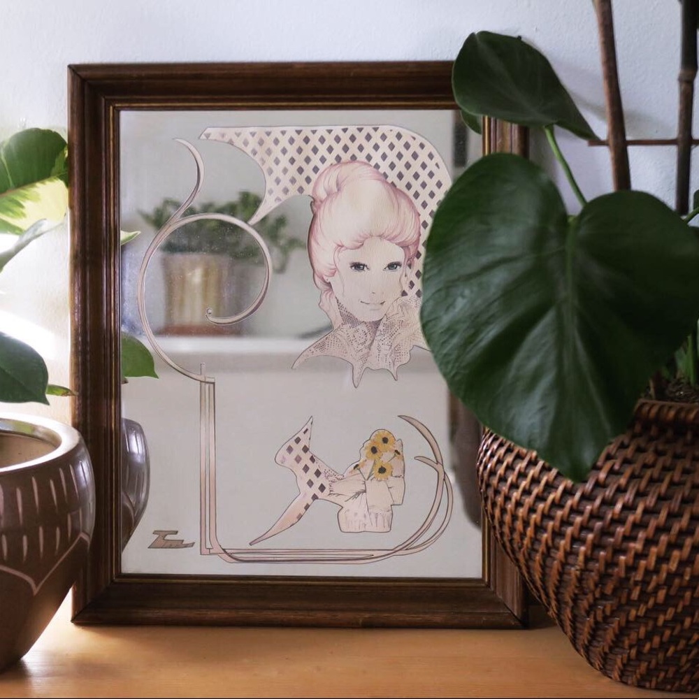 Boho decor, Mirror, Boho Mirror, Lithograph, Art
